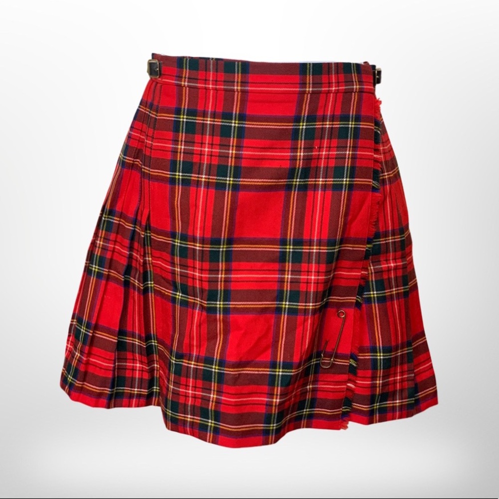 Vintage Lands End Plaid Wool Pleated Skirt | Size 6